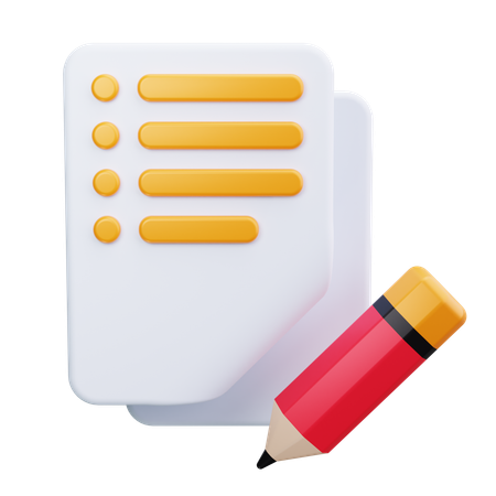 Pencil And Paper  3D Icon