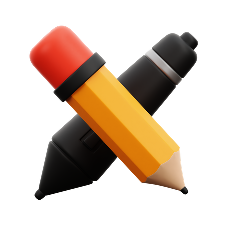 Pencil And Pen Tablet  3D Icon