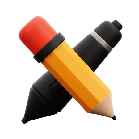 Pencil And Pen Tablet  3D Icon