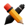 pencil and pen tablet 3d logo