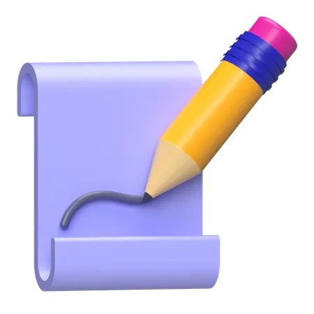 Pencil And Roll Paper  3D Icon