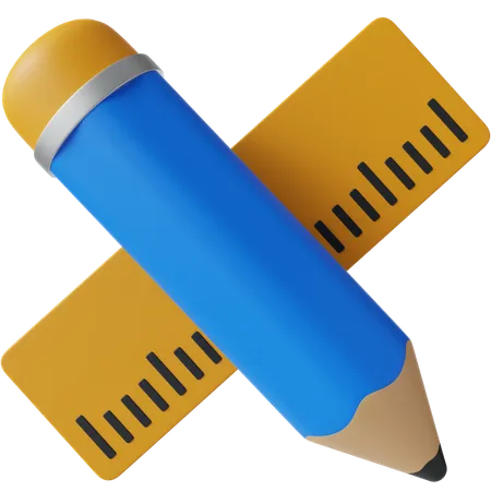 Pencil and ruler  3D Icon