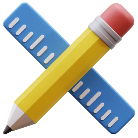 Pencil Ruler 3 D Icon Illustration 3 D Render Pencil And Ruler Pencil And Ruler 3 D Illustration 3D Icon
