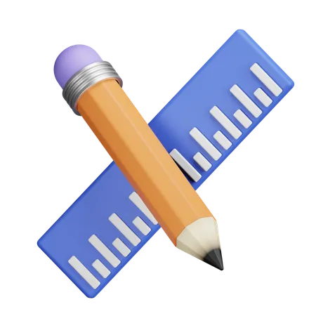 Pencil and Ruler  3D Icon