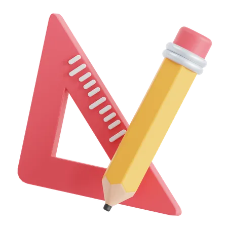 Pencil And Ruler 3D Icon