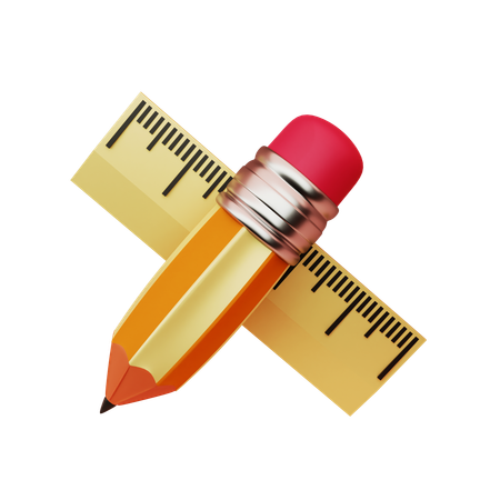 Pencil and ruler  3D Icon