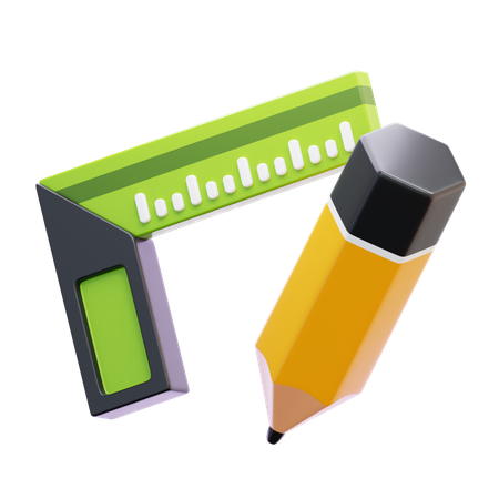 PENCIL AND RULER  3D Icon