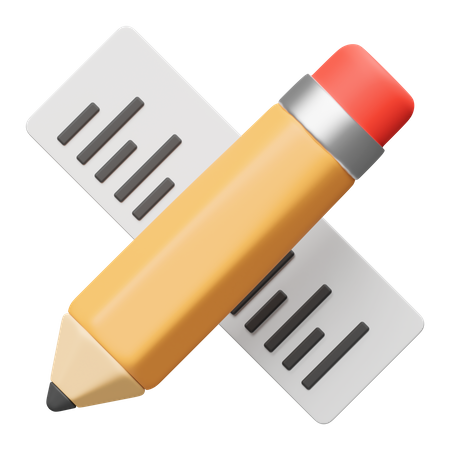 Pencil And Ruler  3D Icon