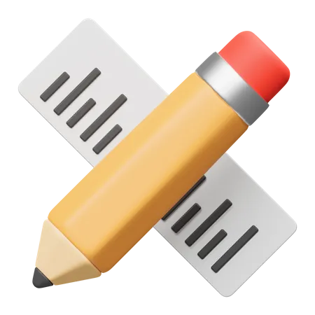 Pencil And Ruler  3D Icon