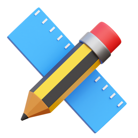 Pencil and Ruler  3D Icon