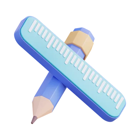 Pencil And Ruler  3D Icon