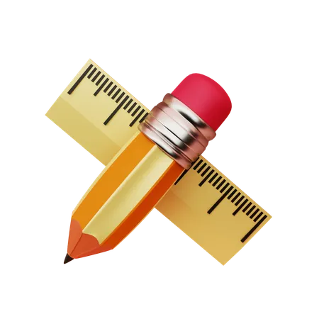 Pencil and ruler  3D Icon