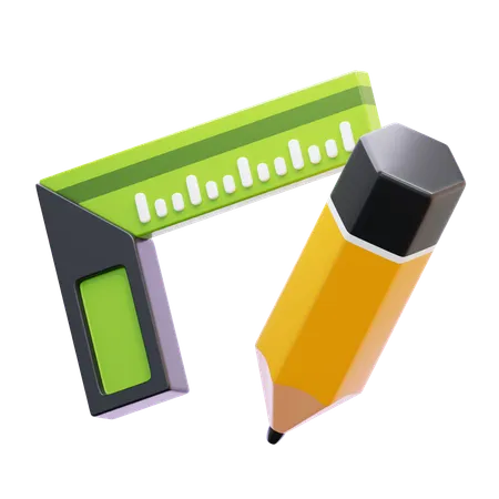 PENCIL AND RULER  3D Icon