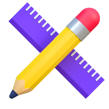 Pencil And Ruler  3D Icon