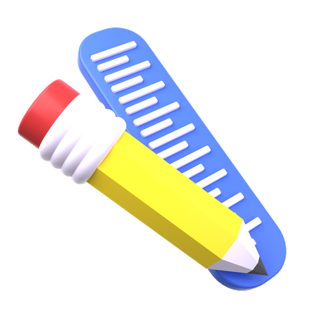 Pencil and Ruler  3D Icon