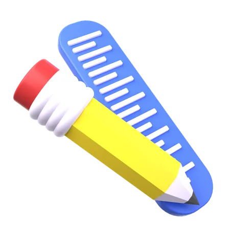 Pencil and Ruler  3D Icon