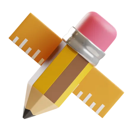 Pencil and Ruler  3D Icon