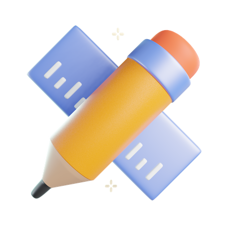 Pencil And Ruler  3D Icon