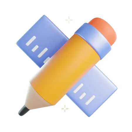 Pencil And Ruler  3D Icon