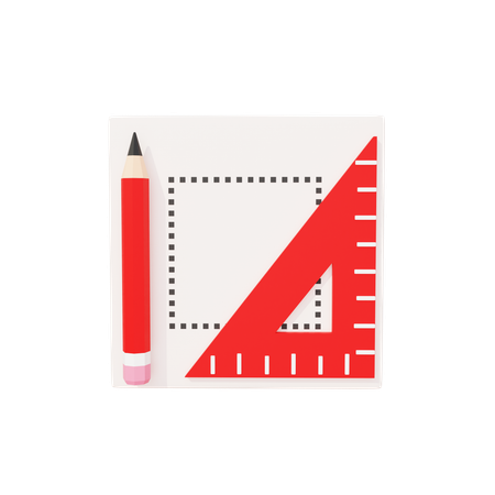 Pencil And Ruler  3D Icon