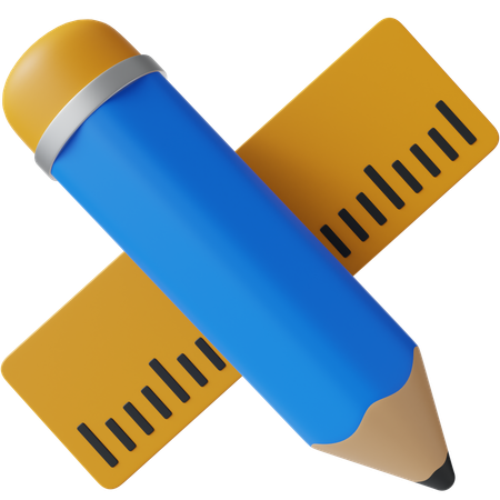 Pencil and ruler  3D Icon