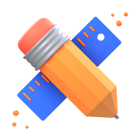 Pencil And Ruler  3D Icon