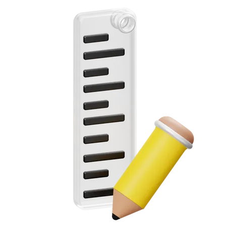 Pencil And Ruler  3D Icon