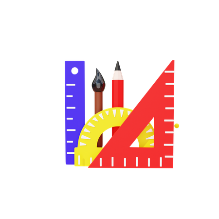 Pencil And Ruler  3D Icon