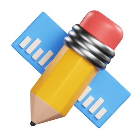 Pencil And Ruler  3D Icon