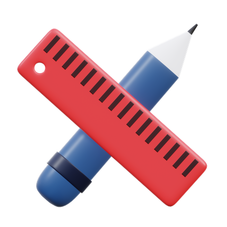 Pencil and Ruler  3D Icon