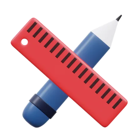 Pencil and Ruler  3D Icon