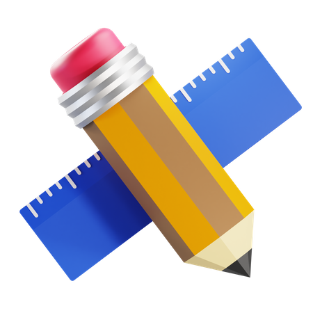 Pencil and ruler  3D Icon