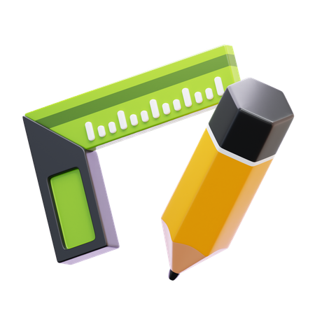 PENCIL AND RULER  3D Icon