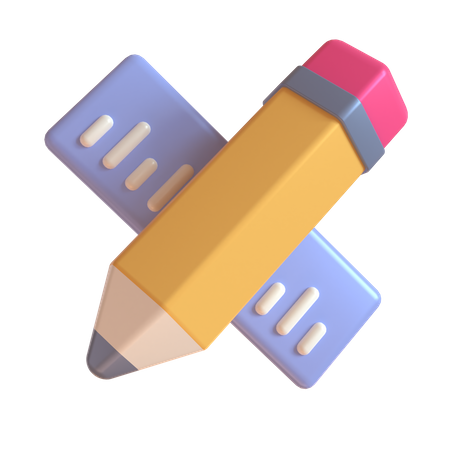 Pencil And Ruler  3D Illustration