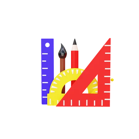 These Are 3 D Pencil And Ruler Icons Commonly Used In Design And Games 3D Icon