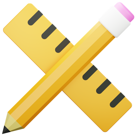 Pencil and Ruler 3D Icon