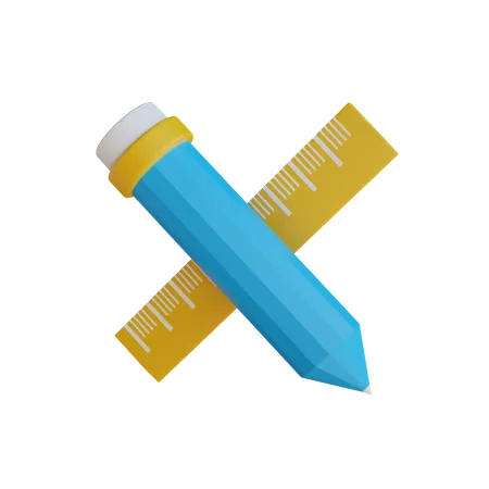 Pecil And Ruler Modern 3 D Icon Rendered 3D Icon