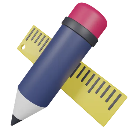 3 D Render Pencil Ruler Illustration 3D Icon
