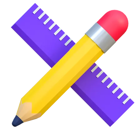 Pencil And Ruler Icon Graphic Design 3 D Illustration 3D Icon