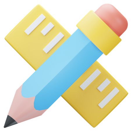 Pencil And Ruler 3D Icon