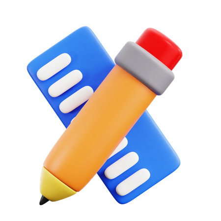 Pencil And Ruller  3D Icon