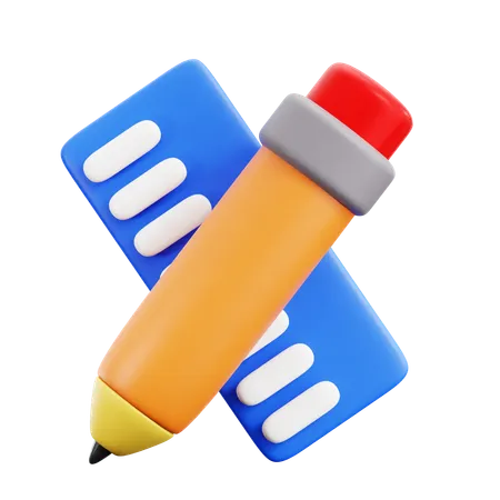 Pencil And Ruller  3D Icon