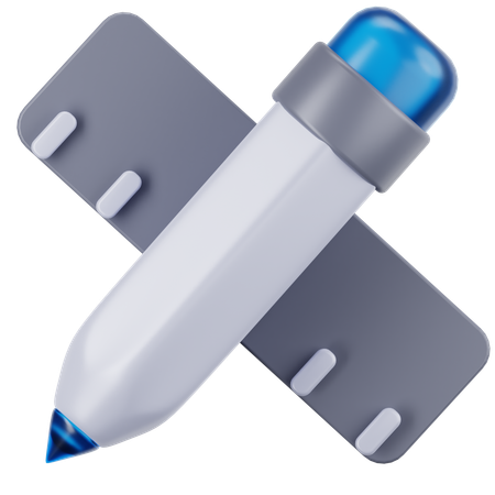 Pencil and Ruller  3D Icon