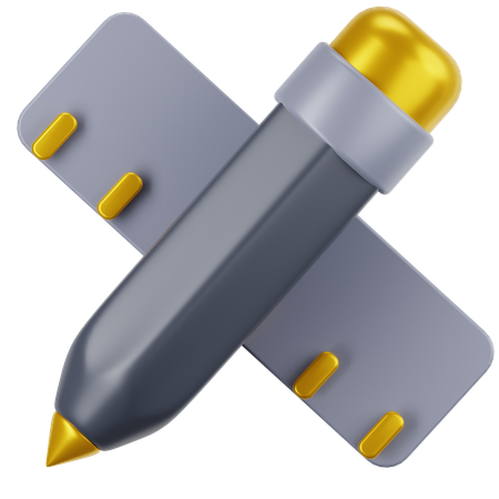 Pencil and Ruller  3D Icon