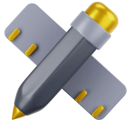 Pencil and Ruller  3D Icon