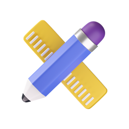 Pencil And Scale  3D Icon