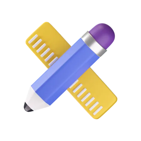 Pencil And Scale  3D Icon