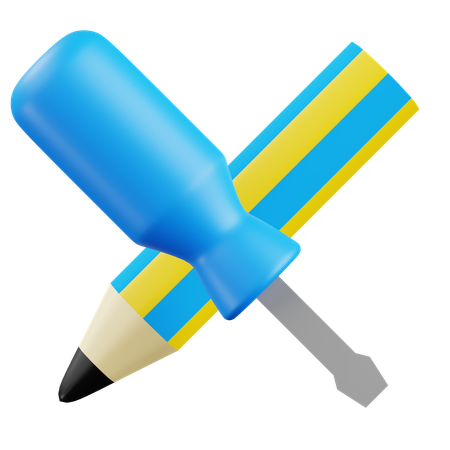 Pencil and Screwdriver  3D Icon