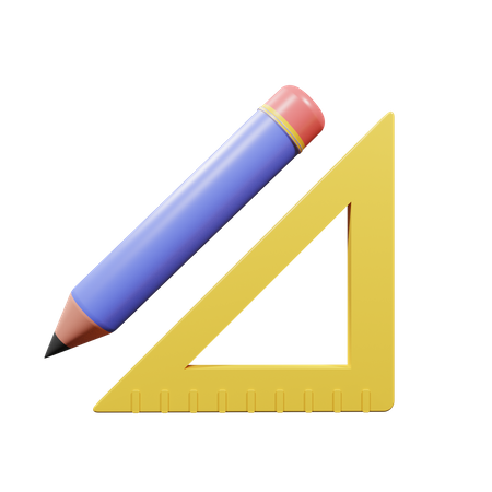 Pencil And Set Square  3D Icon