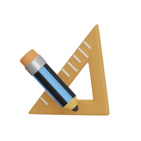 Pencil And Triangle Ruler  3D Icon